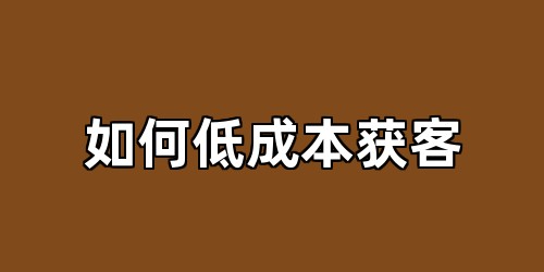 如何低成本获客